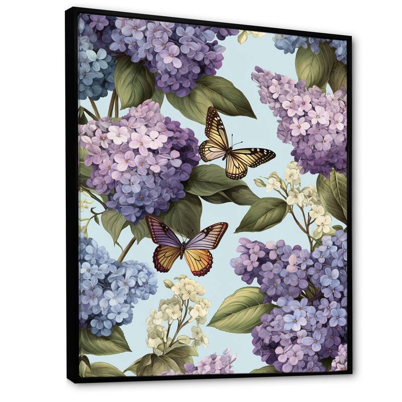 Designart "Purple Lilac Fragrant Flowers V" Lilacs Framed Canvas Prints